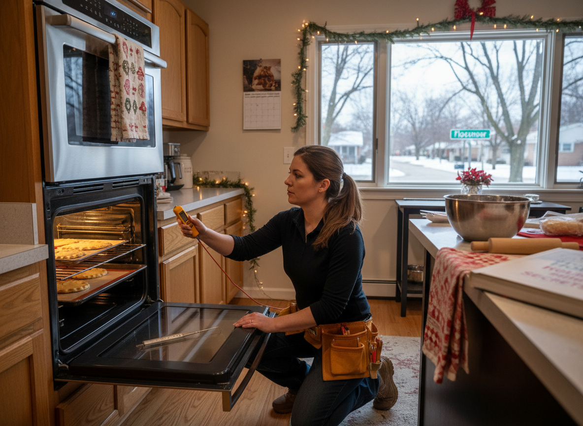 Checking Oven Calibration Before Holiday Baking in Flossmoor